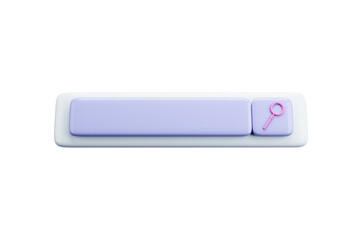 Poster - Minimalistic 3D rendering of a pastel search bar interface with a magnifying glass icon on white background, ideal for clean UI design concept