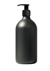 Poster - Black matte pump dispenser bottle isolated on white background, clean minimal design, 3D Rendering for product branding and packaging concept