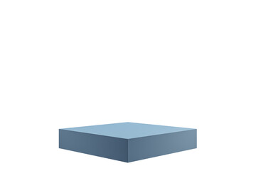 Poster - Blue square pedestal base isolated on white background, minimal clean layout for product presentation, branding mockup or display concept, 3D Rendering