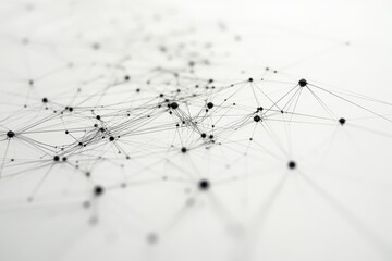 Poster - Complex network of connections among various nodes on a white background, network of connections over diagrams