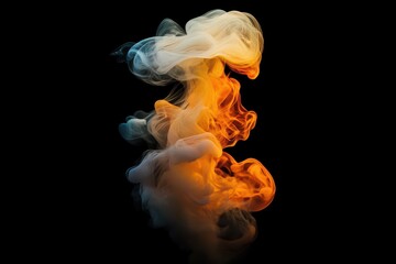 Poster - Dynamic display of vibrant flames creating an abstract composition against a black background, Vertical video of flames over a black background This video s seemslessly