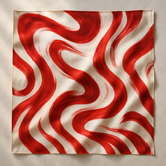 Poster - Artistic Hand Painted Red Swirl Pattern Design Square Textile
