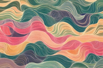 Aufkleber - Flowing colors create an enchanting abstract pattern of undulating lines in harmonious waves, Beautiful Abstract Undulating Line Seamless
