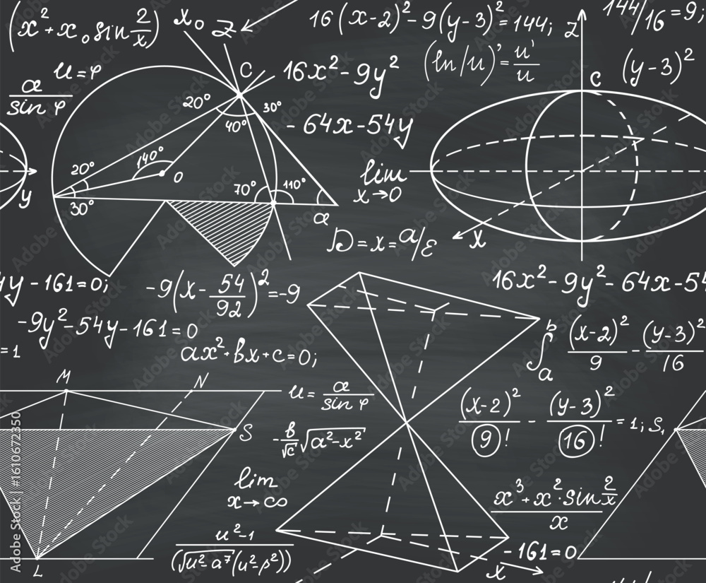 Math Formulas Texture Math educational vector seamless texture with handwritten mathematical ...