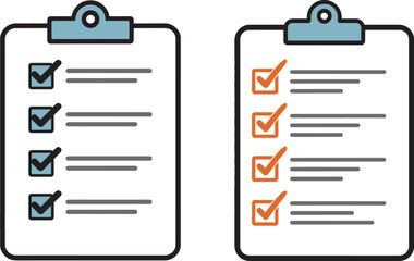Poster - Checklist Clipboard Icon  Survey  Task List Line Symbol in Vector  PNG