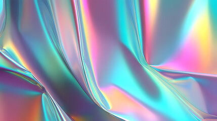 Poster - Abstract Iridescent Texture: A captivating display of light and color unfolds, as a mesmerizing arrangement of iridescent, fluid forms cascade across the frame.