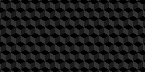 Fototapete - Black cube geometric tile and mosaic wall or grid hexagon technology wallpaper. black and gray geometric block cube structure texture background.	

