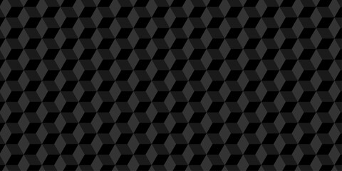 Poster - Black cube geometric tile and mosaic wall or grid hexagon technology wallpaper. black and gray geometric block cube structure texture background.	
