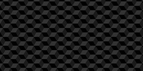 Fototapete - Black cube geometric tile and mosaic wall or grid hexagon technology wallpaper. black and gray geometric block cube structure texture background.	
