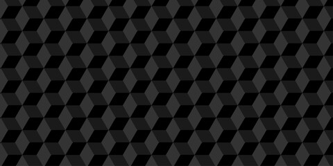 Poster - Abstract vector decoration black cube geometric tile and mosaic wall or grid hexagon technology wallpaper. black and gray geometric block cube structure texture background.	