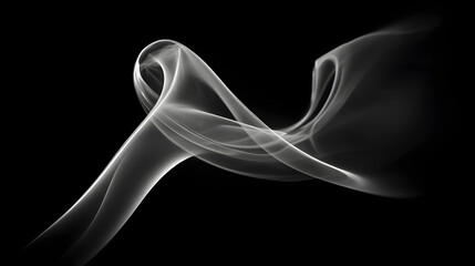 Poster - Abstract Smoke Swirl: A mesmerizing dance of smoke elegantly unfurls against a stark black backdrop, creating an ethereal and artistic display of movement and form.