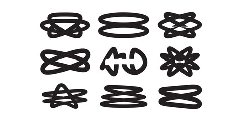 Poster - Nine abstract black shapes arranged in a grid pattern on a white background simple and minimalist design