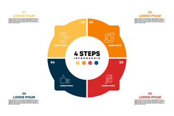 Poster - Circle chart infographic template with 4 options for strategy presentations. Vector illustration Eps	

