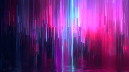 Poster - Abstract Neon Light Show: A vibrant display of vertical neon lights in shades of pink and purple creates a mesmerizing visual effect, reminiscent of a digital waterfall.