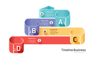 Wall Mural - infographics timeline business 4 steps to success, presentation template with icon elements vector i