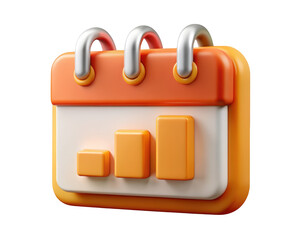 Poster - Calendar icon with business growth chart 3d rendering isolated on background for finance and schedule management