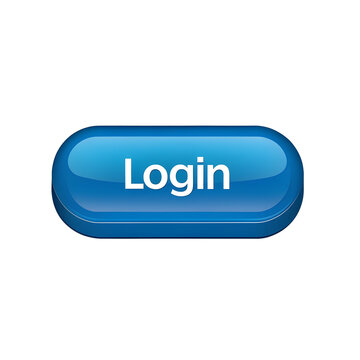 Blue glossy login button isolated on transparent background