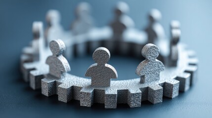 Poster - Group of diverse people collaborating inside a gear wheel symbolizing innovation feedback loop and system design