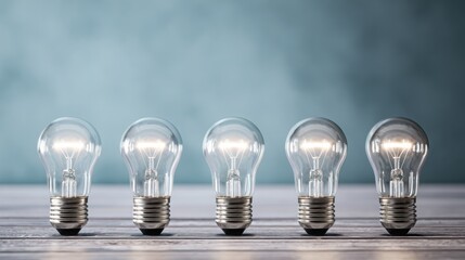 Poster - Row of light bulbs signifying collective ideas and innovation leadership in team performance and creative solutions development