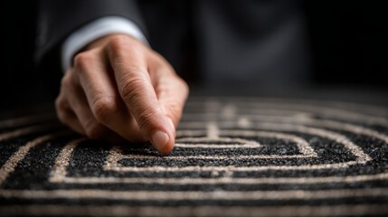Poster - A person's hand reaching out to touch a representing focus and goal achievement in a structured roadmap concept