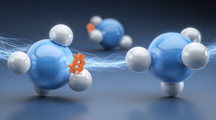 Poster - Molecular structure featuring a small orange molecule at its center representing complexity and innovation in science