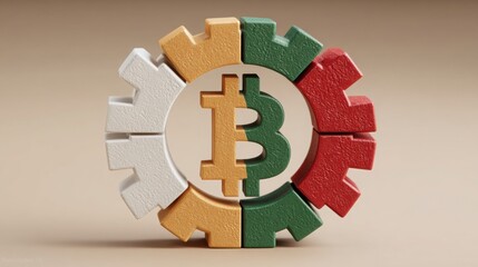 Poster - Bitcoin depicting quantum blockchain synchronization concept in modern digital financial systems