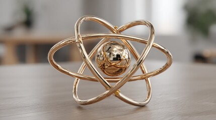 Poster - Gold with sphere as a conceptual quantum blockchain validator representing abstract validation