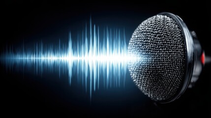 Aufkleber - microphone with sound waves representing communication and data tracking in cryptocurrency signal pu
