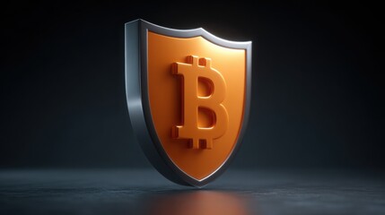 Aufkleber - bitcoin resting on a shield illustrating security and protection in the cryptocurrency world with la
