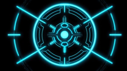 Poster - Glowing blue circle icon concept representing a quantum crypto custodian as a digital guardian of assets
