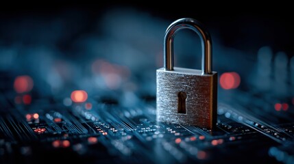 Poster - Secure computer with padlock symbolizing quantum crypto custodian as a digital guardian for data protection
