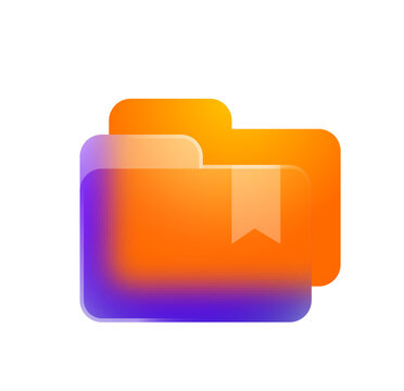 Abstract Gradient Orange and Purple Folder Icon with Bookmark: Modern Digital Data Storage Concept