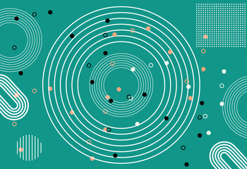 Poster - Colorful circular abstract graphic featuring minimal geometric patterns in warm tones , perfect as a background for modern digital applications and creative design projects.