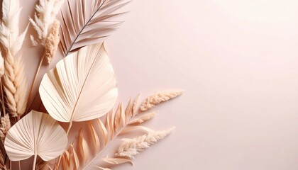Poster - Elegant dried plant arrangement minimalist studio decorative content soft aesthetic close-up view nature inspired design