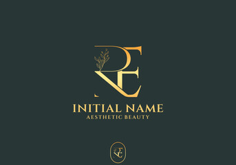 Poster - Elegant RE Initial Logo Design for Aesthetic Beauty Brand	
