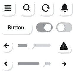 Fototapete - Ui kit design elements button slider toggle search notification menu arrow refresh warning