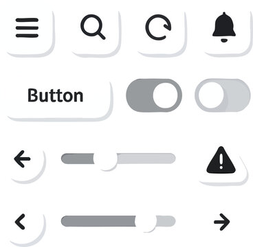 Ui kit design elements button slider toggle search notification menu arrow refresh warning