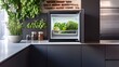 © Aiman Nabeel - Chic urban kitchen with a compact refrigerator integrated into sleek cabinetry showcasing a minimalist design with herbs and spices on the counter adding a pop of color