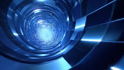 Poster - Mesmerizing Abstract Blue Tunnel Swirl of Light and Motion, Exploring Depth and Futuristic Technology in Dynamic Design