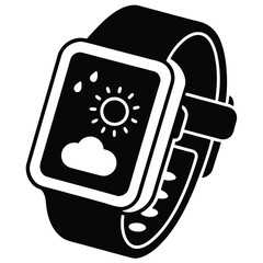 Poster - Smartwatch displaying weather updates silhouette isolated on white background