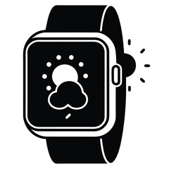 Poster - Smartwatch weather update silhouette isolated on white background