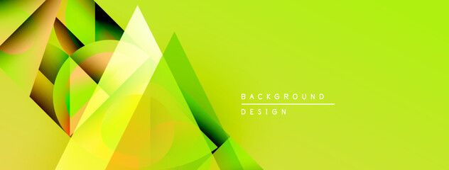 Poster - Abstract geometric shapes overlap, creating vibrant yellow, green gradients. Modern design element for backgrounds, presentations.