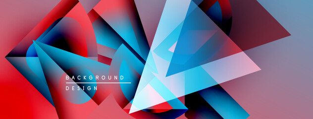 Poster - Abstract geometric shapes, vibrant colors blend. Red, blue gradients create dynamic background design. Modern, stylish visual composition.