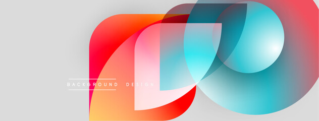 Poster - Abstract colorful overlapping shapes create dynamic visual. Smooth gradients, modern design, light background. Perfect for digital projects.