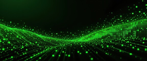  A modern abstract background composed of green pixels, creating a digital and technological feel.
