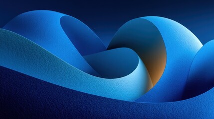 Poster - Abstract blue waves form organic shapes with light