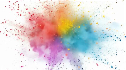 Poster - Vibrant Rainbow Color Powder Explosion on White Background Creates Abstract Art