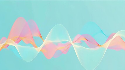 Poster - Abstract Wave Pattern Design on Light Blue Background with Pink and Yellow Accent