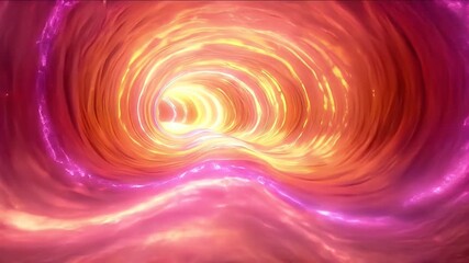 Poster - Abstract Glowing Light Tunnel with Orange and Pink Energy Stream Background