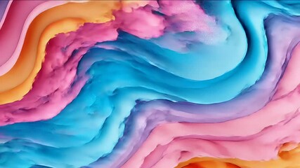 Poster - Pastel Abstract Waves Background with Smooth Gradients and Colorful Texture